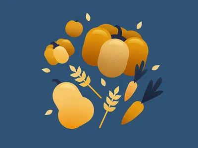 Harvest Time art drawtober food gradient grain grain texture harvest illustration inktober october pumpkin vegetables