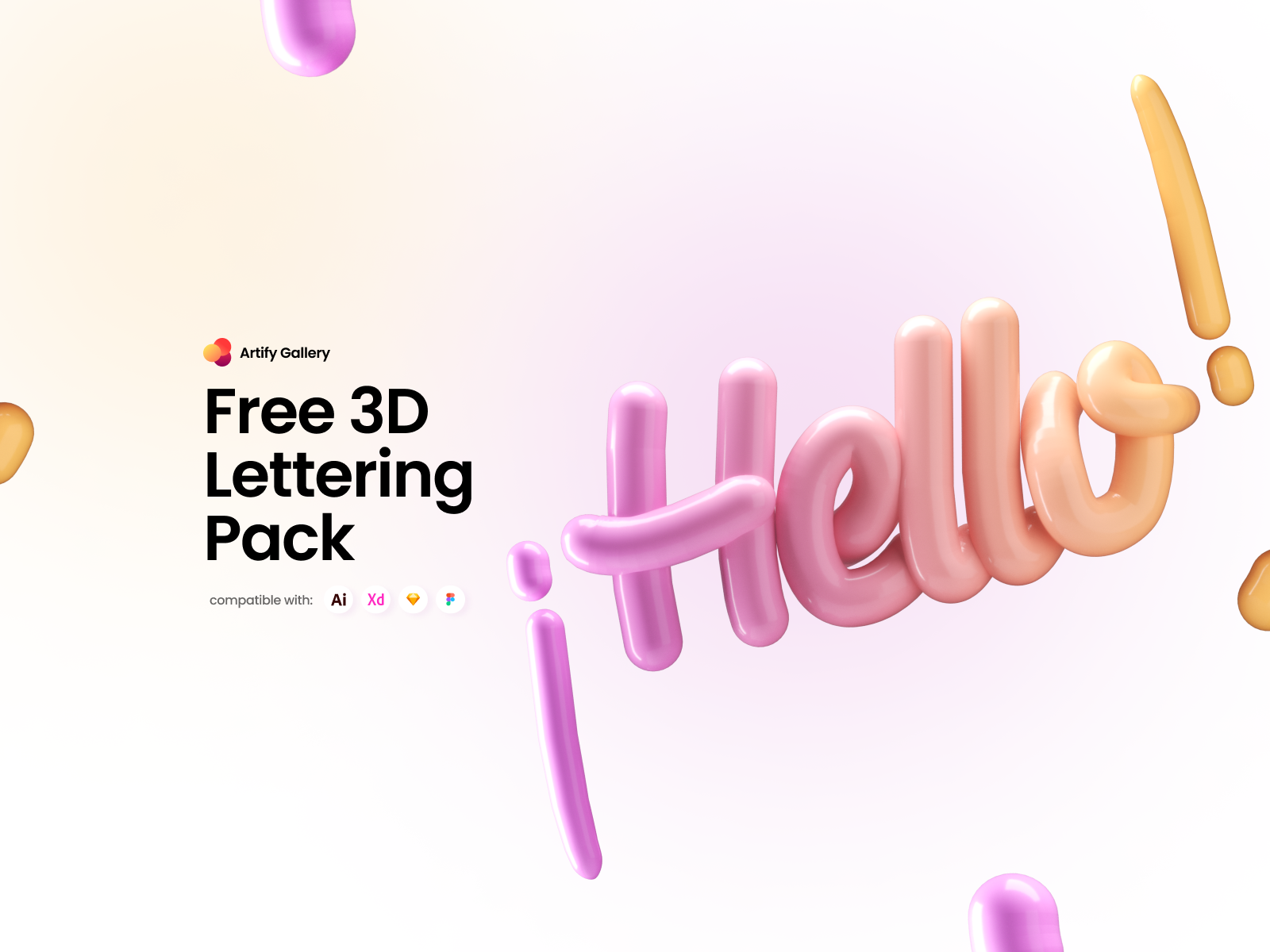 Free 3D Lettering Pack 3d colors free freebie lettering letters numbers trendy