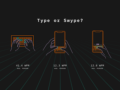 Type or Swype art dark ui design figma hands icon illustration perspective question rva shockoe statistics swype swyping technology type typing typography ui web