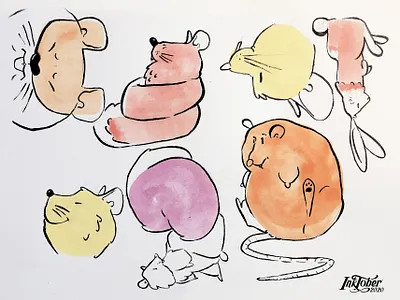 INKTOKER 06 1 2020 aurelien soula animal character cute draw drawing illustration ink inkking inktober inktober2020 mouse practice rodent shape sketch sketchbook squirrel