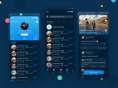 Social Media "Dark Mode" App app dark mode design ui uiux ux xd