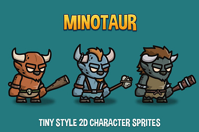 Free Minotaur Tiny Style Game Sprites 2d character fantasy game assets gamedev indie game minotaur platformer rpg sprite
