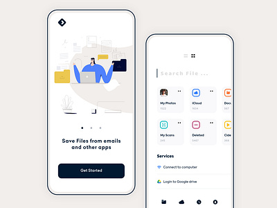 File Management app clean design flat minimal mobile ui ux