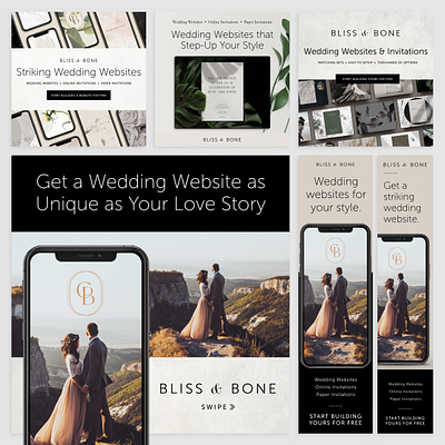 Ad Creative: Facebook|Display \\ Bliss & Bone ads advertising branding display facebook facebook ads google google ads marketing wedding website