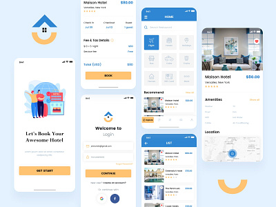 Hotel Booking App app app design app screen app screens app ui booking app branding codiant design hotel booking hotel booking app mobile app promotion ui