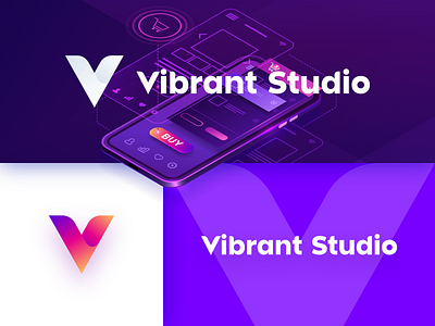 Vibrant Studio logo antipslava blackorbitart brand identity branding creative gradient letter v lettermark logo logomark minimal modern logo typography typography logo ui v logo vector graphics wordmark лого логотип