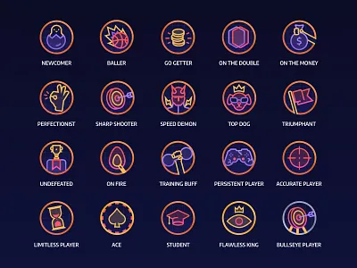 Mathy - Set of badges app badges game iconset illustraion neon