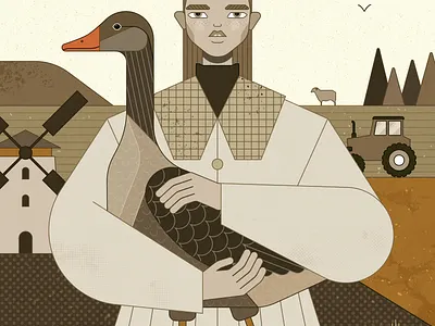 Fashion village affinity designer branding character farm fashion fashion illustration fashion style field flat girl goose graphic graphic design illustration vector village
