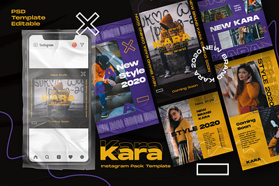 Kara Story & Feed Instagram Template advertising branding design digital art feed instagram instagram banner instagram post instagram post template instagram stories instagram story template instagram template instagram templates minimal photoshop posts stories story template templates