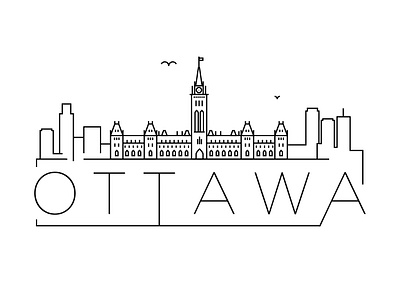 Ottowa Minimal Skyline building canada city design flat icon illustration line linear logo minimal ottawa vector