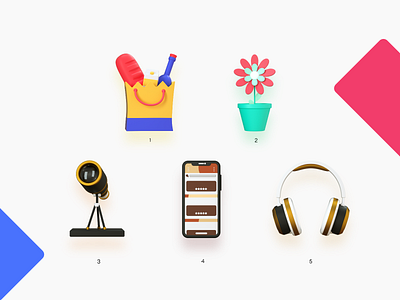 3D Style Icons Pack by iconshock 3d c4d c4dart colours flower headphones icon icon design icon set iconography icons icons design icons pack icons set iconset iphone palette shopping styles telescope