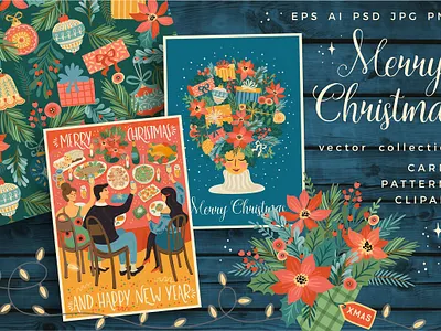 Merry Christmas! Vector collection art background card cards cartoon clipart design graphic design illustration illustrations merry christmas pattern patterns seamless pattern seamless patterns vector vector art vector collection vector illustration vectors