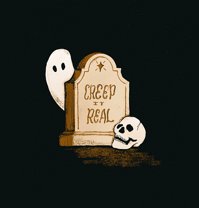 Sunday Punday No. 047 ghost grave halloween hand lettering illustration lettering procreate pun skull spooky tombstone type typography vintage