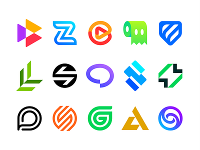Logo Collection 2022 arrows brain hub brand marks chat bubble ghost paper graphic design green leaf letter a letter c monogram letter s letter z logo collection logofolio logos modern minimal play button shield security tech branding triangle square black and white