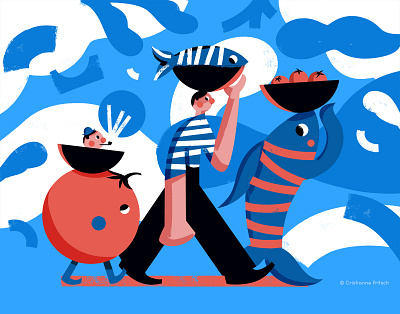 Fish And Tomatoes character characters cristianne fritsch design digital art digital illustration digital painting illustration vector vector illustration