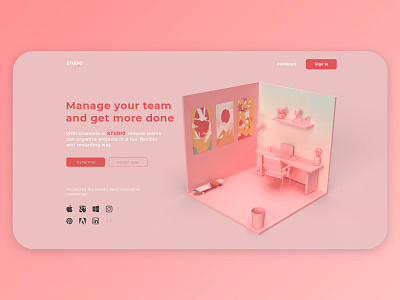 Studio 3D 3d 3d art 3dart abstract adobe branding colors design geometric illustration landing photoshop product render ui uiux web webdesign website