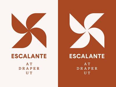 Escalante — Elevated Senior Living brand identity brand mark branding geometric graphic design icon identity lockup logo mark pinwheel real estate senior living symbol utah