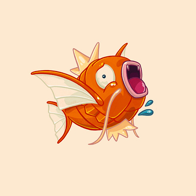 Sloppy Magikarp barbells challenge crown fish gold inktober inktober2020 magikarp orange pokemon