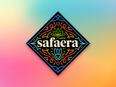 Safaera! illustration illustrator lettering linework miguelcm neon sticker