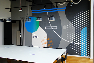 City Space / branding / mural design brand identity branding illustration interior logo design minimal mural mural design vector