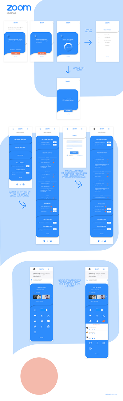 ZOOM remote-control, extension of an existing app app design mobile design mobile ui uiux zoom