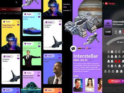 Book My Show app redesign adobexd app black branding flat illustration minimal ui website