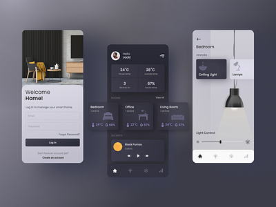 Smart Home Application design home screen mobile mobile app ui