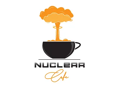 NUClEAR CAFE atom atomic branding cafe cafe logo cafeteria color design food and drink foodie graphic design hotel icon illustration illustrator logo nuclear resturant tea vector