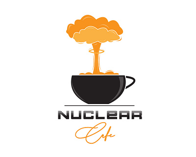 NUClEAR CAFE atom atomic branding cafe cafe logo cafeteria color design food and drink foodie graphic design hotel icon illustration illustrator logo nuclear resturant tea vector