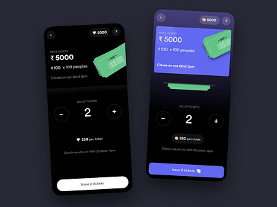 raffles app design dailyui dark dark ui design lottery raffle reward ui uidesign uiux uiux design uiuxdesign ux uxdesign