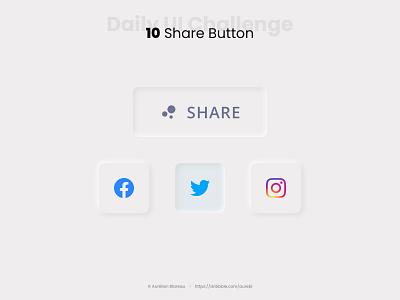 Share Button - Daily UI 010 dailyui dailyui 010 dailyuichallenge design neumorphism neumorphism ui sharebutton skeuomorphism ui ui design