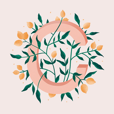 36 Days of Type 2020 36daysoftype 36daysoftype07 citron digital illustration illustration design lemon illustration nature illustration pink illustration plant illustration type typedesign