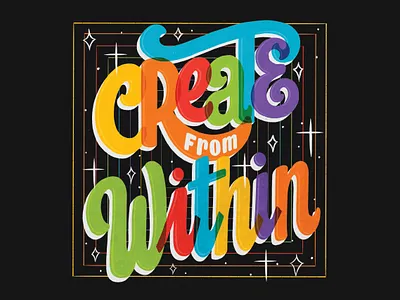 Create From Within 50s custom lettering lettering rainbow retro design retro lettering