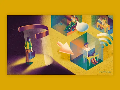 A Look Into the COVID Crystal Ball banner art coronavirus editorial editorial art editorial illustration future illustration textures wifi