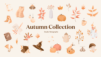 Autumn Collection Studio Notagraphe autumn illustration bullet journal design bundle design kit fall fall collection graphic design illustration illustration design illustration kit scrapbooking