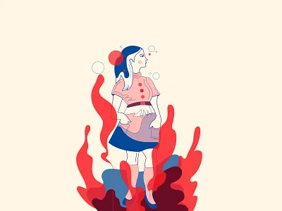 Fashion Lady illustration blue design face fashion fashion design fashion illustration girl girl character girl illustration graphic illustration red single girl women