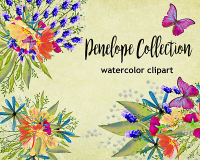 Penelope Collection instant download png printables watercolor florals watercolor flower watercolor illustration wedding design