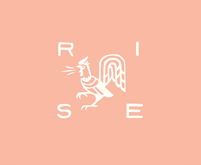 RISE - Rising Rooster - Alt logo + T-shirt animal logo art direction bakery bird branding brunch cockadoodledoo design drawing graphic design hand drawn icon illustration logo logo design logo designer morning rise rooster rooster logo