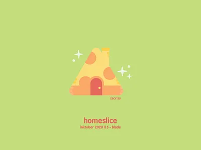 Inktober 2020 - Day 5 - Blade blade cute design food happy home homeslice house illustration inktober minimal pepperoni pizza pun slice sliced vector