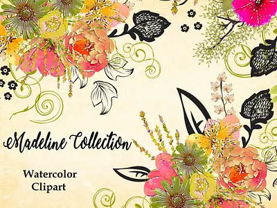 Madeline Collection instant download png printables watercolor florals watercolor flowers watercolor illustration wedding design