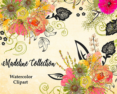 Madeline Collection instant download png printables watercolor florals watercolor flowers watercolor illustration wedding design