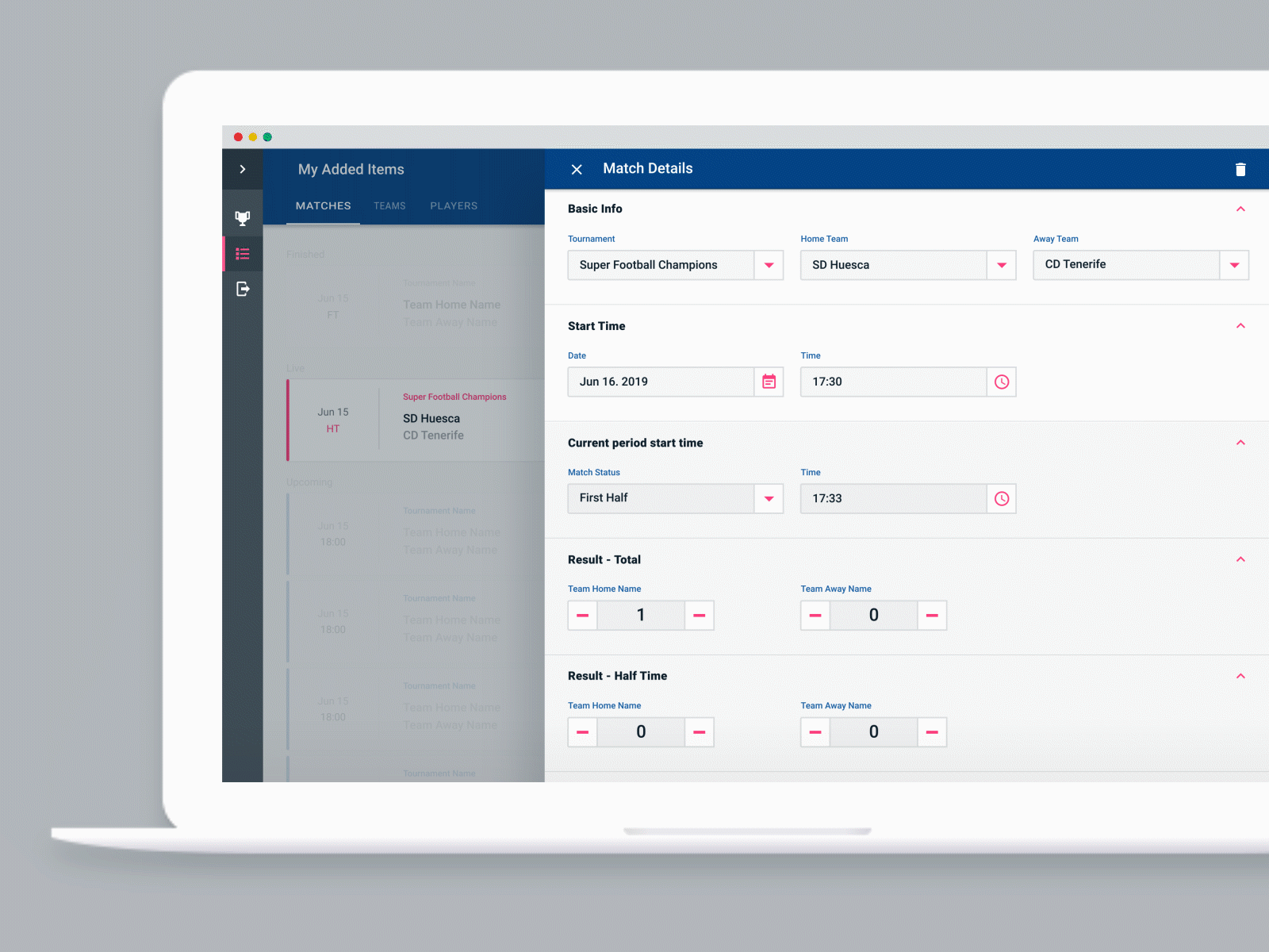 SofaScore Editor - Match panel animation animation card drawer editor material overlay panel sofascore ui