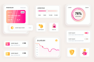 Bankign Mobile App Elements Ui Kit app application bank banking elements gui infograph infographic interface kit mobile mockup modern responsive screen template ui unique user ux