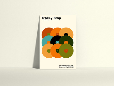 Trolley Stop Record Shop Poster adobe adobe illustrator adobe photoshop branding design flyer graphicdesign illustration illustrator music poster record record store typography vinyl record