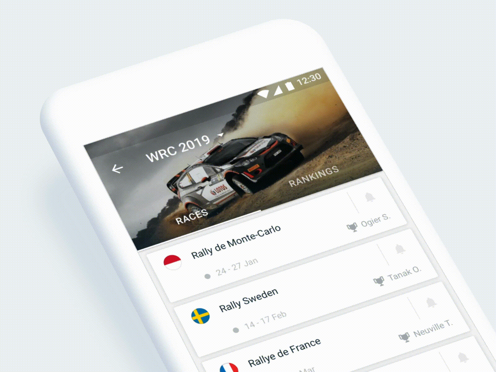 SofaScore Motorsport Category animation cards category header motorsport scroll sofascore ui