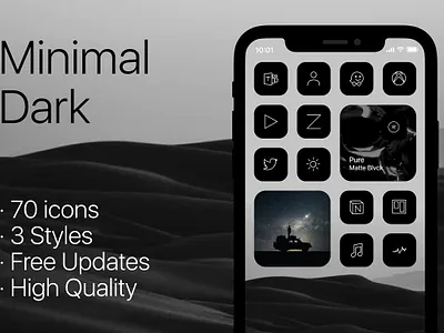 Minimal Dark&Blue&Light Icons for iOS14 creativemarket design homescreen iconset ios ios14 ios14homescreen ui ux vector