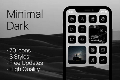 Minimal Dark&Blue&Light Icons for iOS14 creativemarket design homescreen iconset ios ios14 ios14homescreen ui ux vector