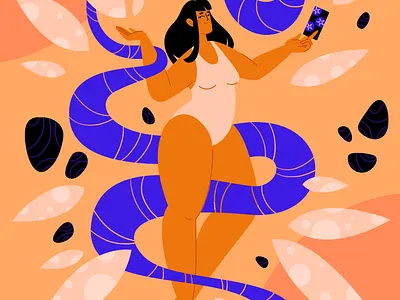 Of Girls with Dragons - #02 abstract bodypositive characterdesign dragon female character girls illustration vector