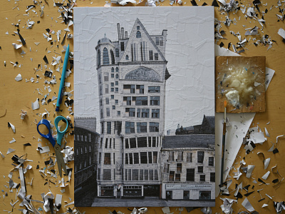 Lion Chambers, studio architecture art building collage collage art illustration paper paper art paper collage scissors studio