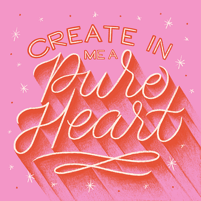 Psalm 51:10 bible church create cursive gradient hand lettering heart illustration lettering pure shadow typography